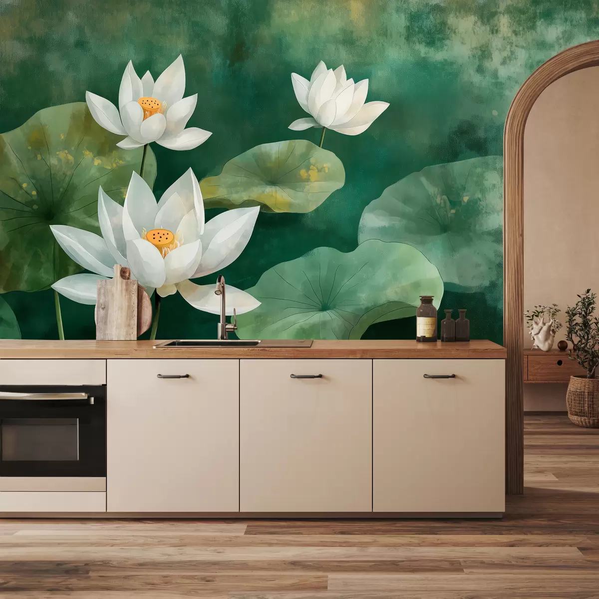 murais de parede Lotusoù el lenn, brumenn, tresadenn dourliv, delioù bras, janglenn, paled livioù naturel  w01452