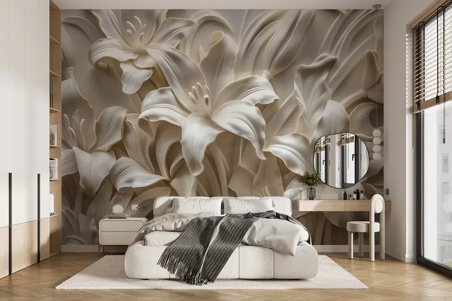 murais de parede Relief 3d beige kaer a lili kizellet w01433