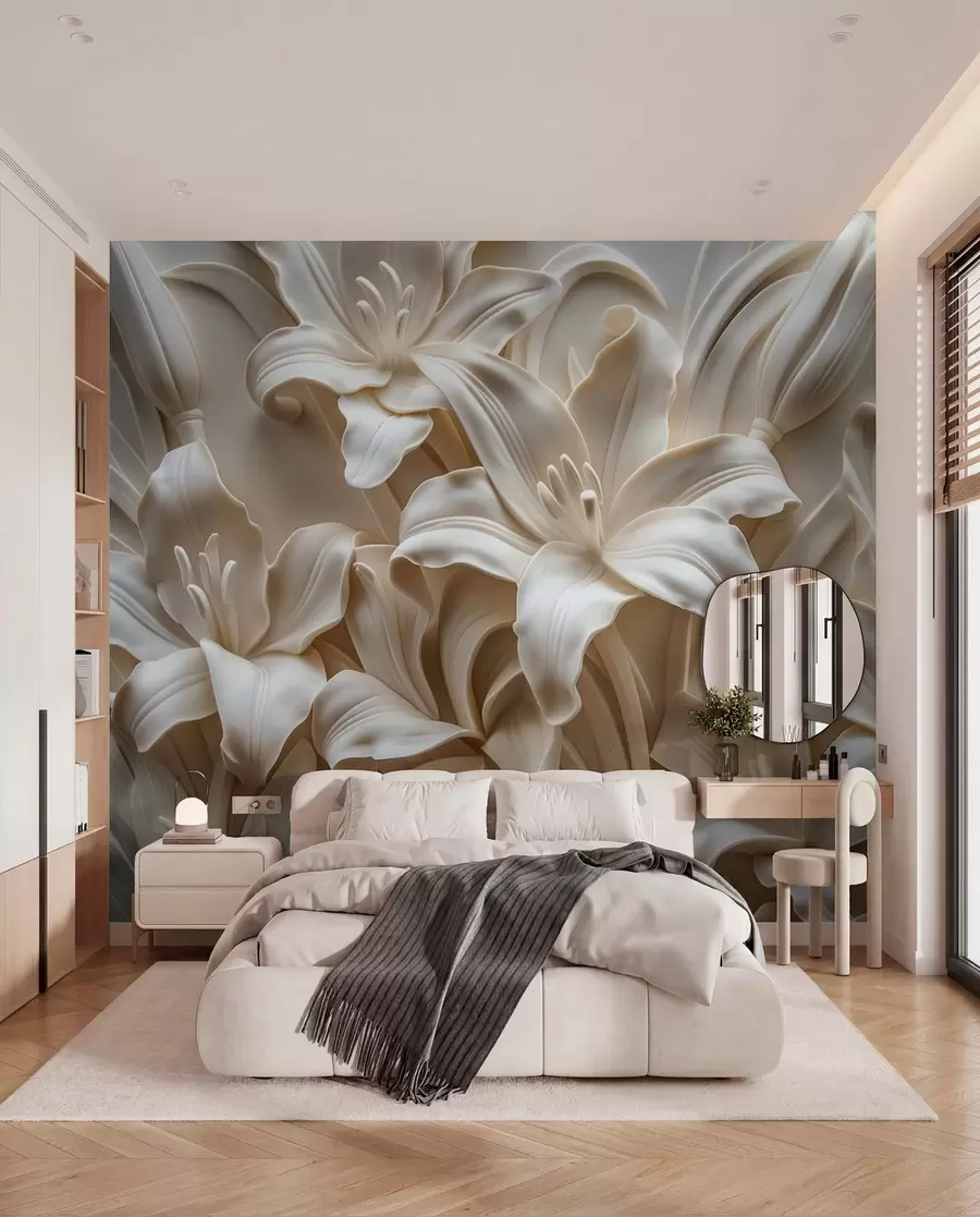 murais de parede Relief 3d beige kaer a lili kizellet w01433