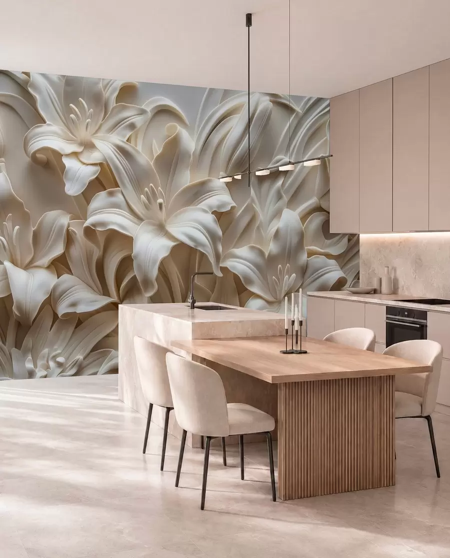 murais de parede Relief 3d beige kaer a lili kizellet w01433