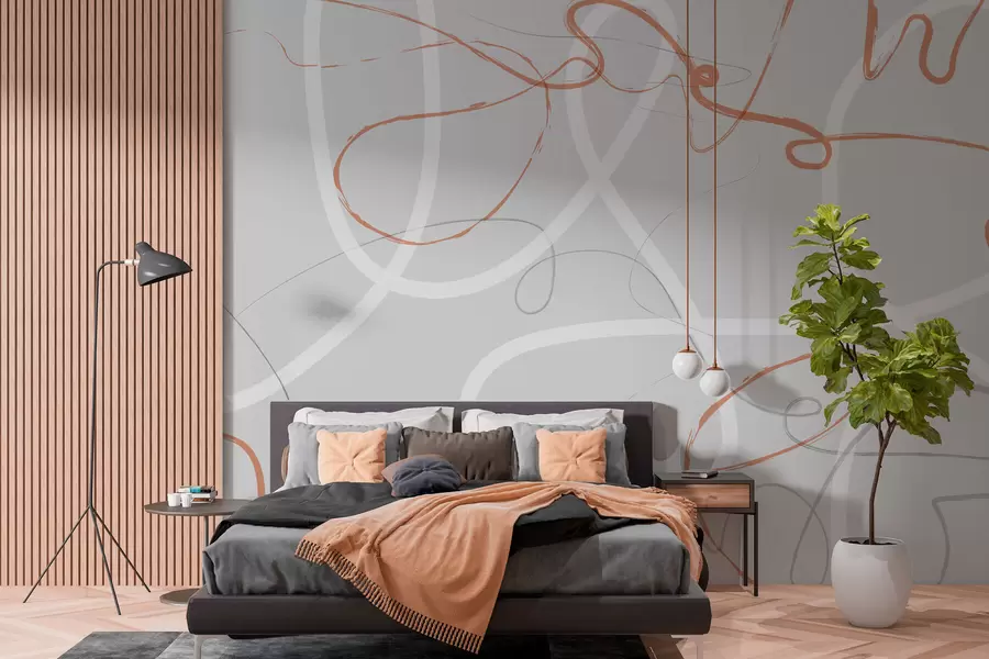 murais de parede Linennoù orañjez difetis war un drekleur gris w01455