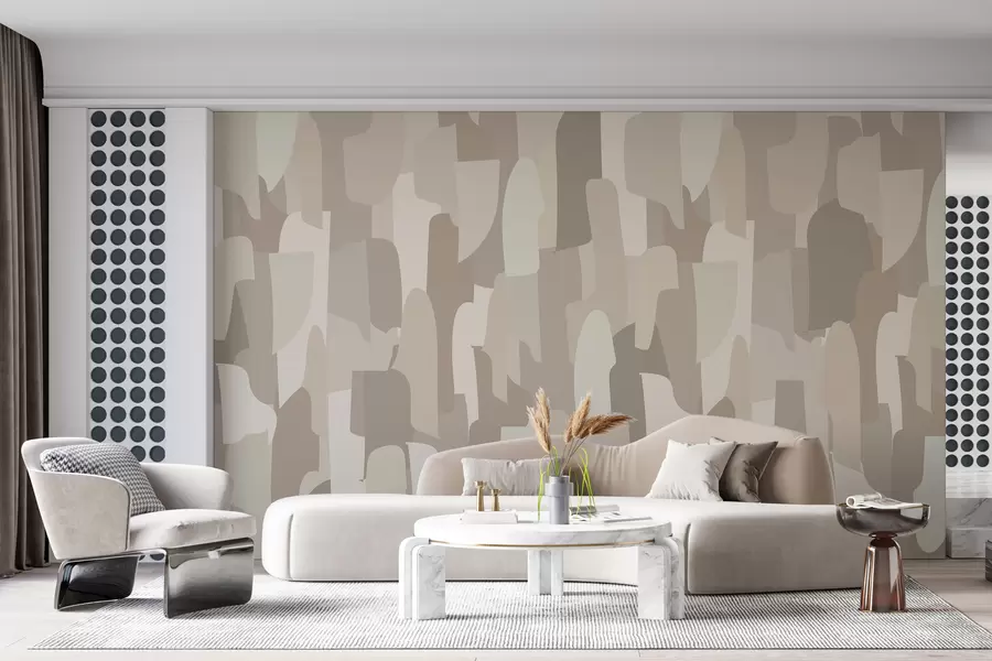 murais de parede paper-mogerioù arz modern abstrak e livioù beige, heuliañ pezhioù livioù, evit tresañ diabarzh stilus w00987