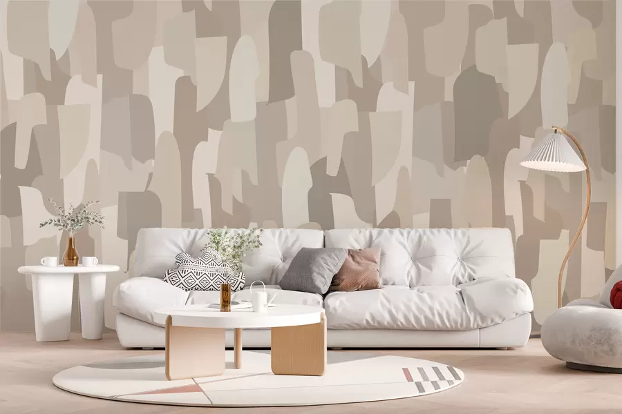 murais de parede paper-mogerioù arz modern abstrak e livioù beige, heuliañ pezhioù livioù, evit tresañ diabarzh stilus w00987