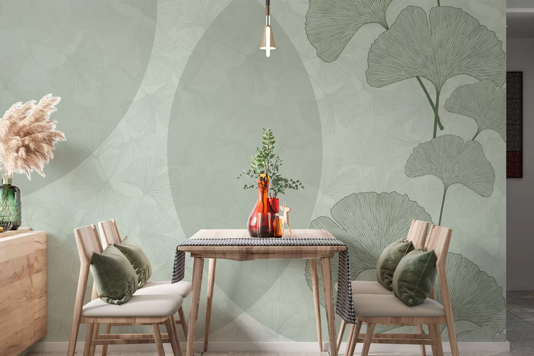 murais de parede Delioù ginkgo bras ha liv glas geometriezh w01465v2