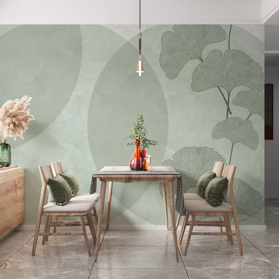 murais de parede Delioù ginkgo bras ha liv glas geometriezh w01465v2