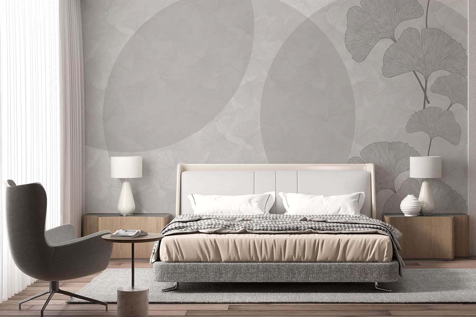 murais de parede Delioù ginkgo bras ha liv gris jedoniel w01465v3
