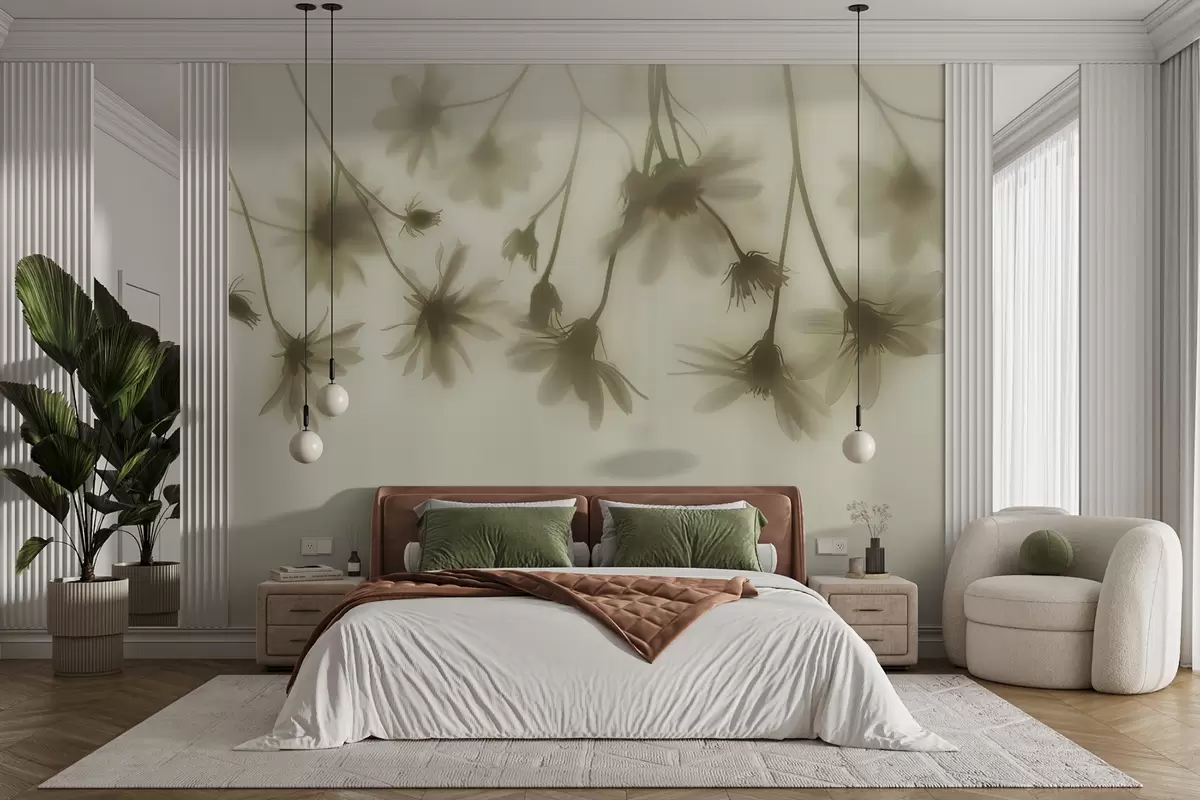 murais de parede Bleunioù kaer er voull o krogiñ eus an nec'h e livioù pastel w01469v1