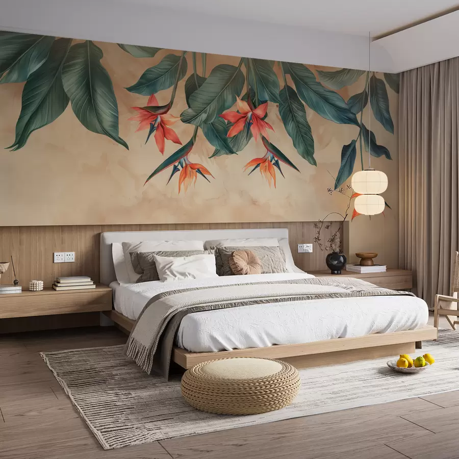 murais de parede Bleunioù trovanel war foñs dourliv beige w01485