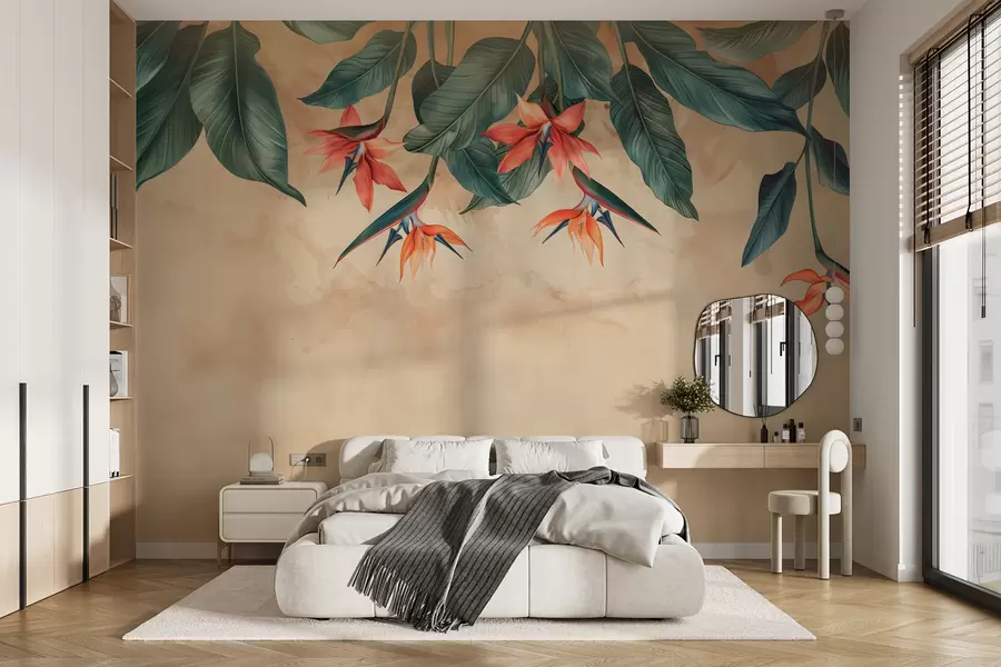 murais de parede Bleunioù trovanel war foñs dourliv beige w01485