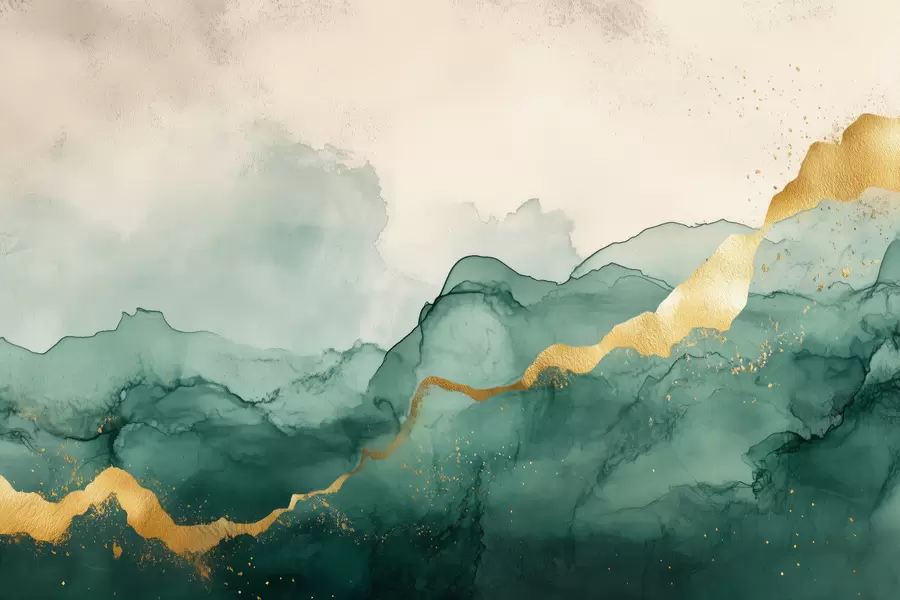 murais de parede Composição vintage em aquarela esmeralda w01362v1