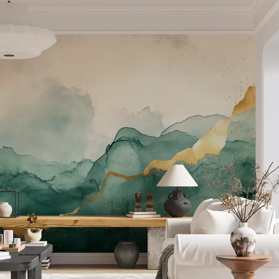 murais de parede Composição vintage em aquarela esmeralda w01362v1