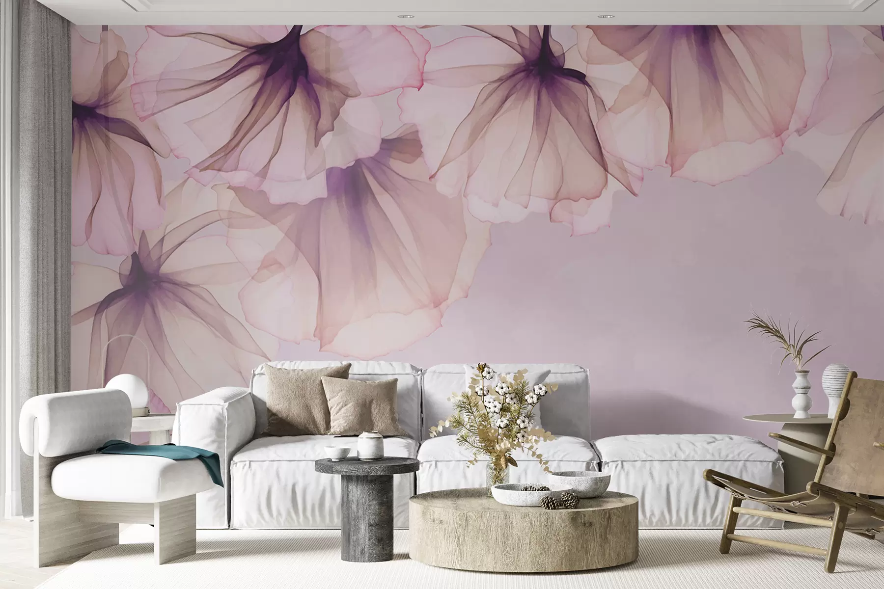 murais de parede bleunioù treuzwelus, bleunioù roz, bleunioù eus an nec'h w01080