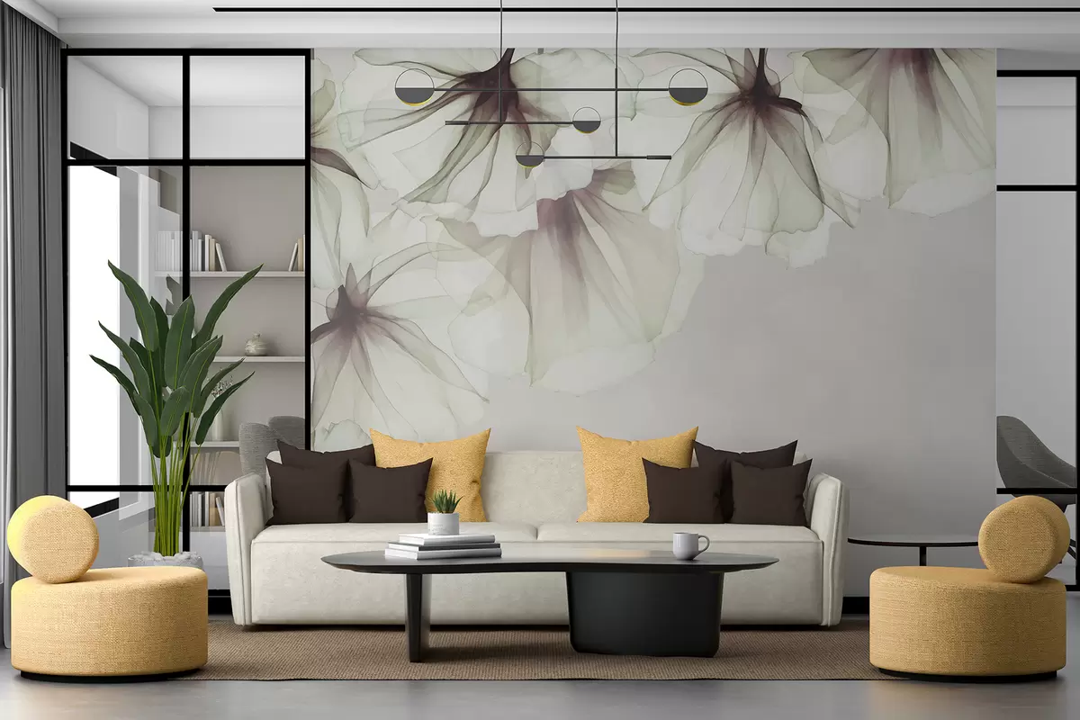 murais de parede bleunioù treuzwelus delioù, bleunioù gris, bleunioù war-c'horre w01080v2