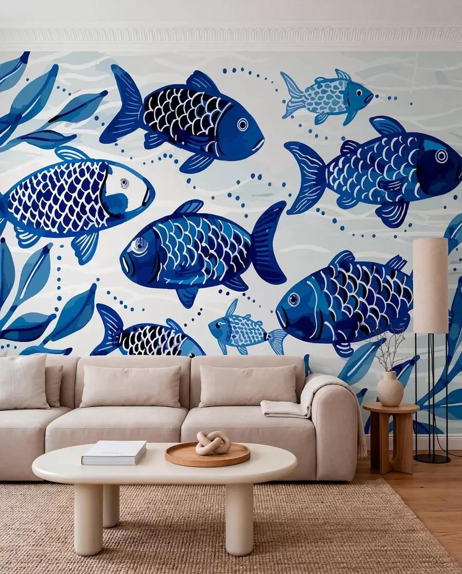 murais de parede Peixe azul w01062