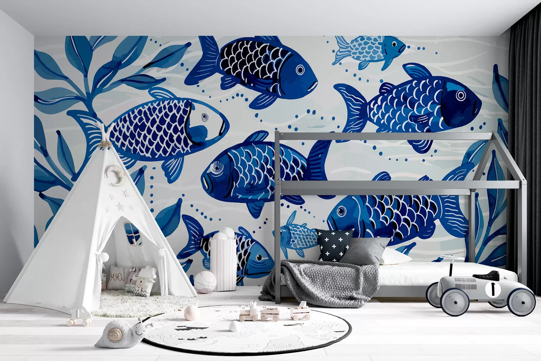 murais de parede Peixe azul w01062