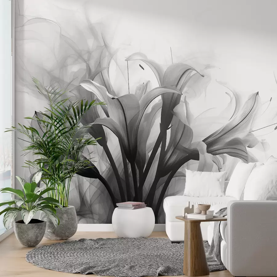 murais de parede Flores em preto e branco w01072