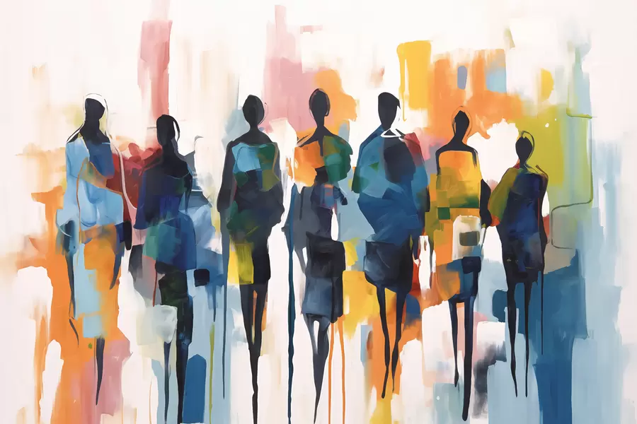 murais de parede Silhuetas de pessoas abstratas w01559