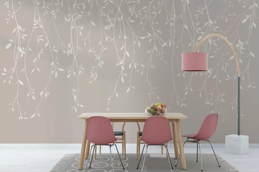 murais de parede Galhos pendurados em um fundo pastel w01522