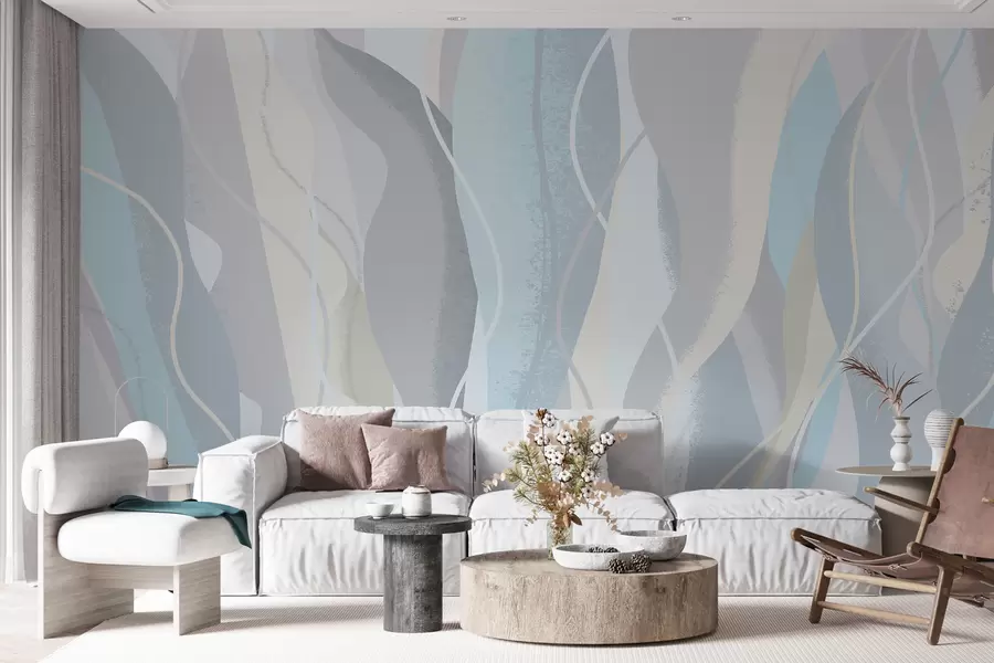 murais de parede Papel de parede abstrato moderno em estilo ecológico com cores frias e quentes w01124