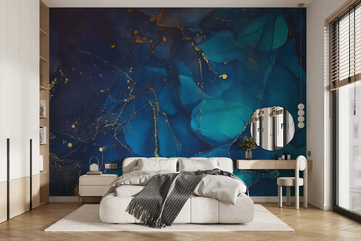 murais de parede Líquido, azul e azul u33258