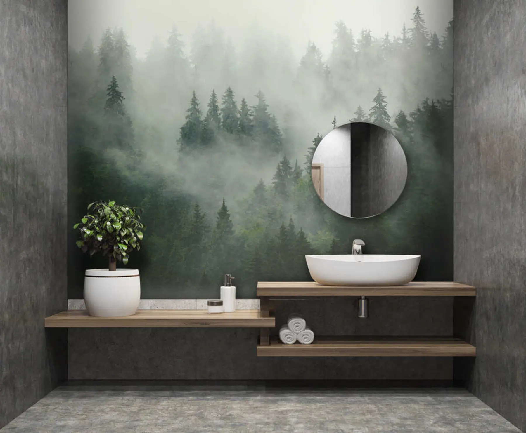 murais de parede Manhã nebulosa, floresta u36439