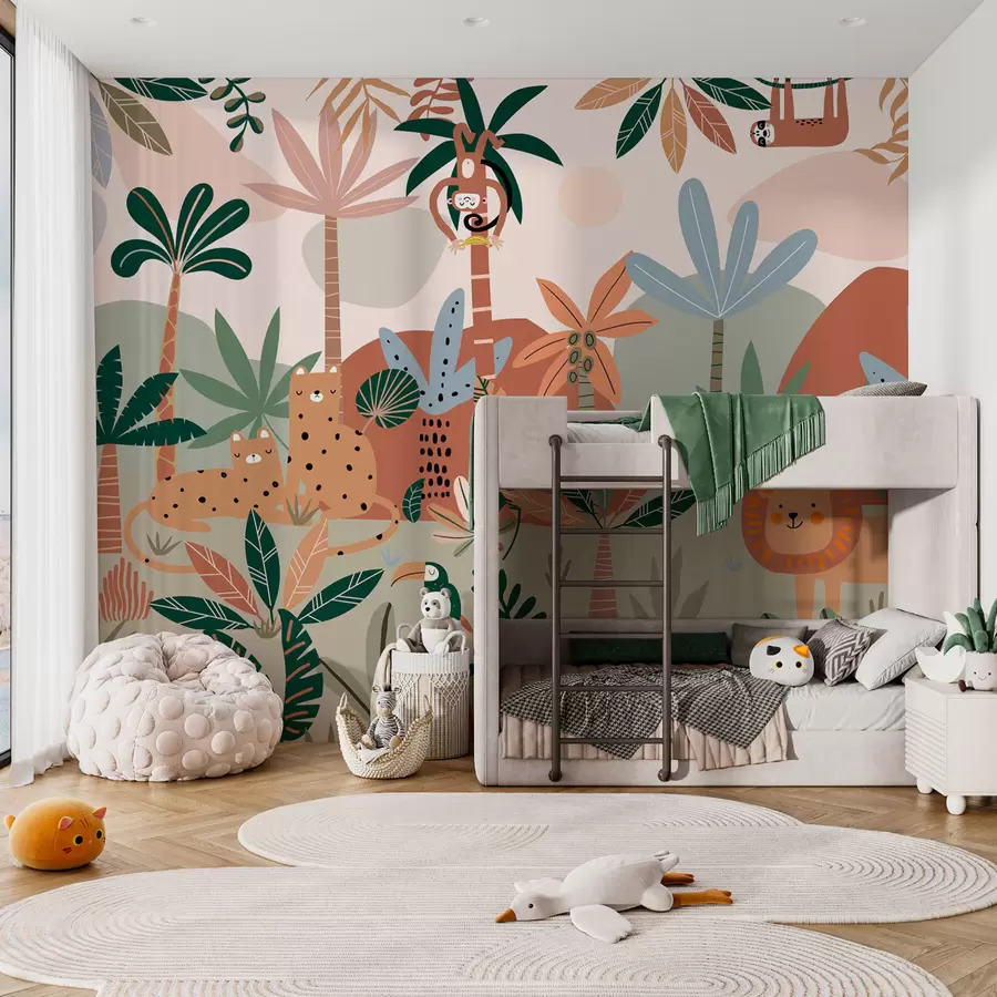 murais de parede Animais engraçados do zoológico da selva tropical w01720