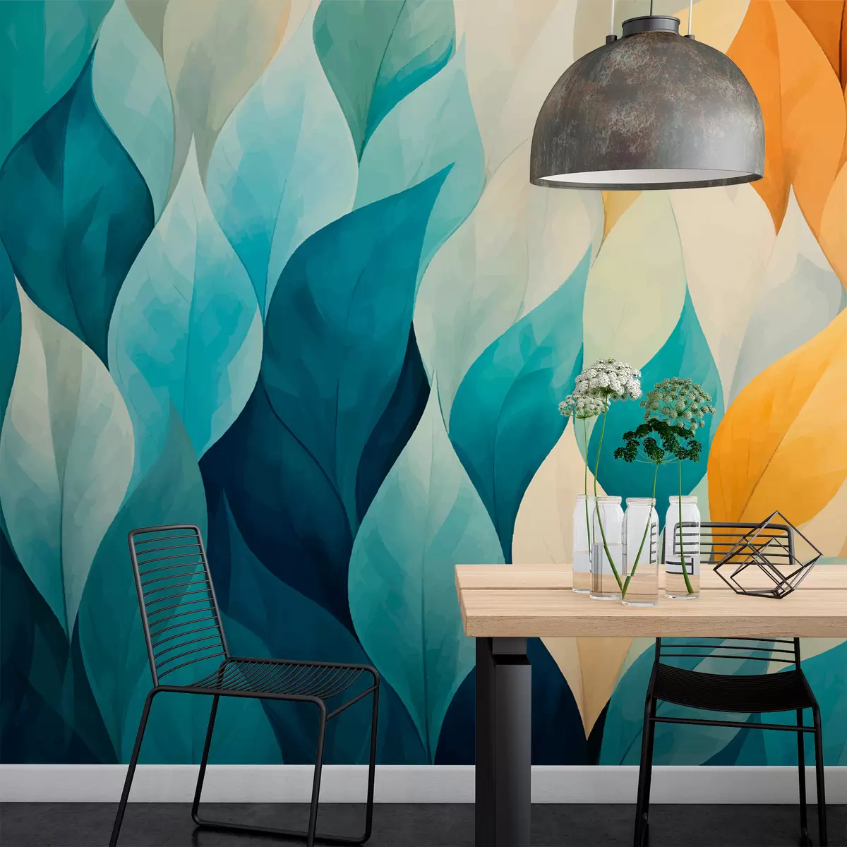 murais de parede Contornos coloridos em forma de folha w01748