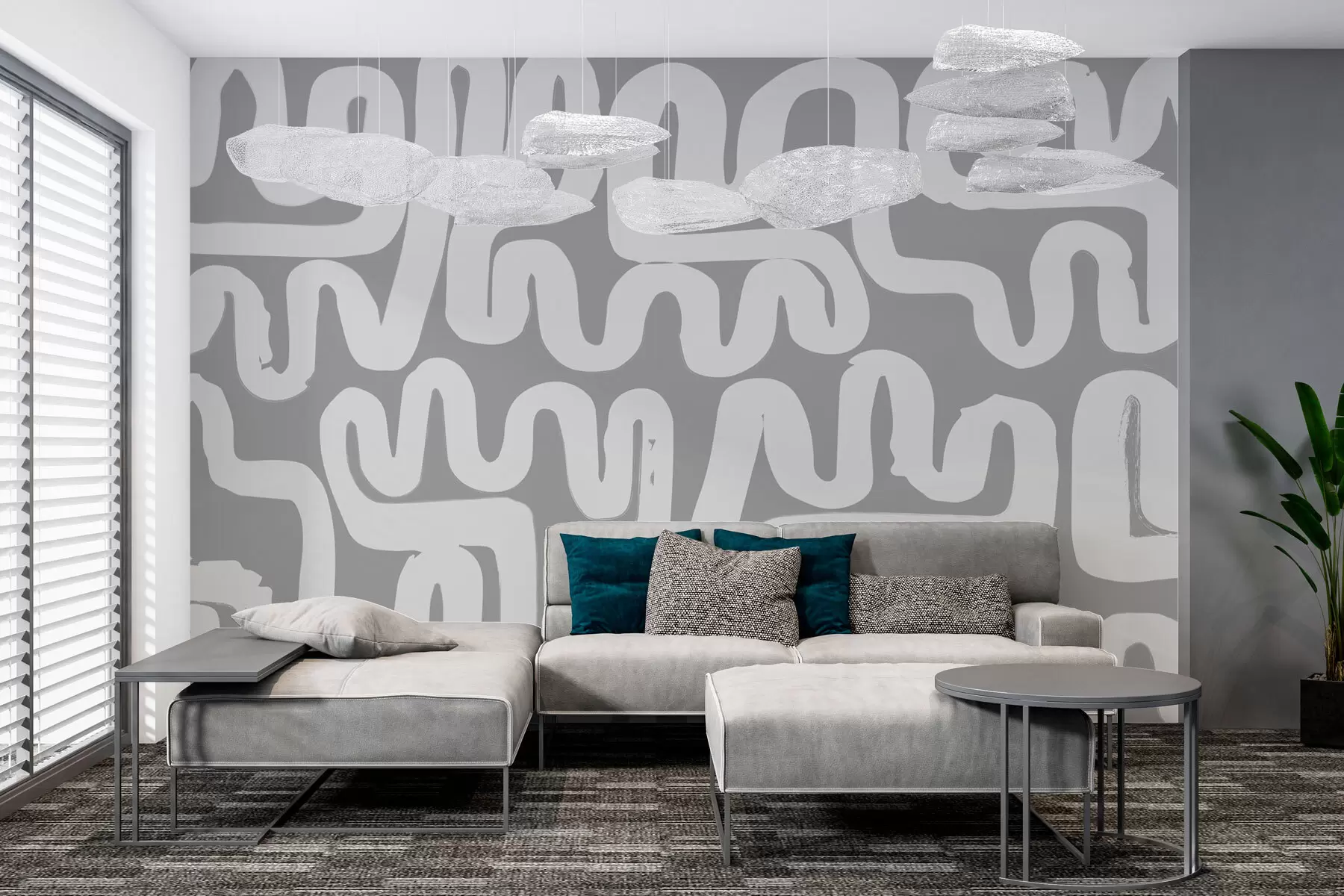 murais de parede Linhas sinuosas em cinza w01686v2