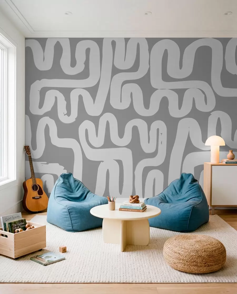 murais de parede Linhas sinuosas em cinza w01686v2