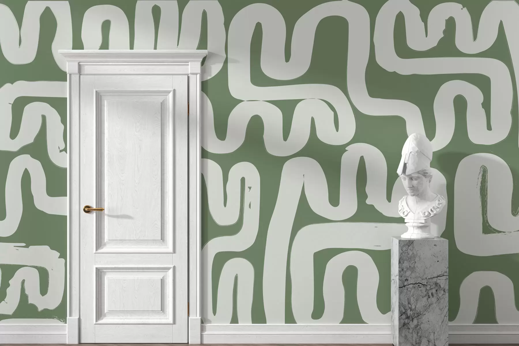 murais de parede Linhas de enrolamento verdes w01686v3