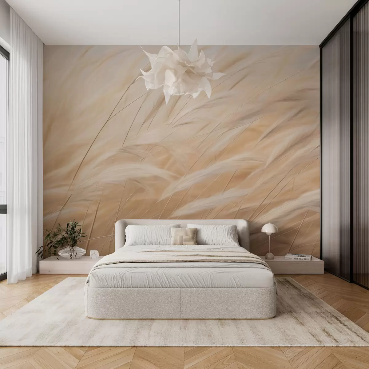 murais de parede Espiguetas amarelas de grama do campo w01719