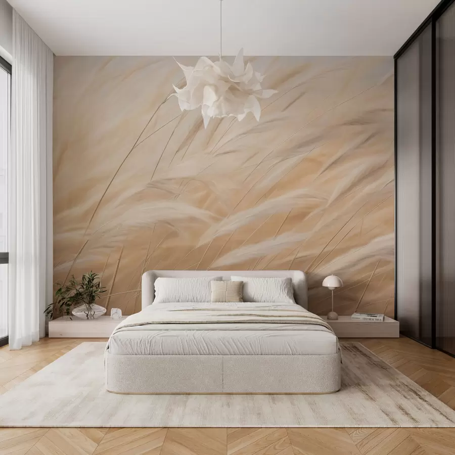 murais de parede Espiguetas amarelas de grama do campo w01719