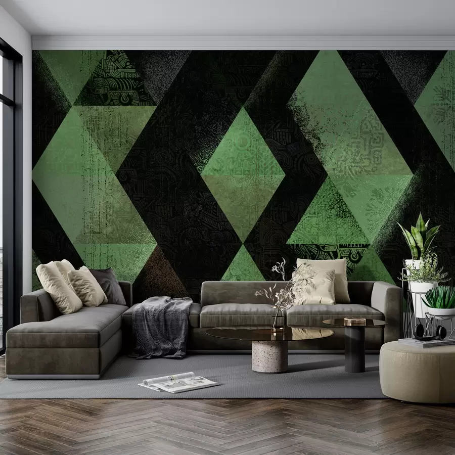 murais de parede Ornamentos em geometria elegante na cor verde w01793v1