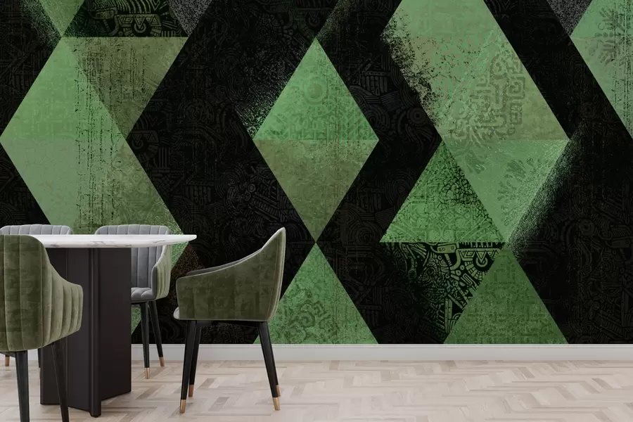 murais de parede Ornamentos em geometria elegante na cor verde w01793v1