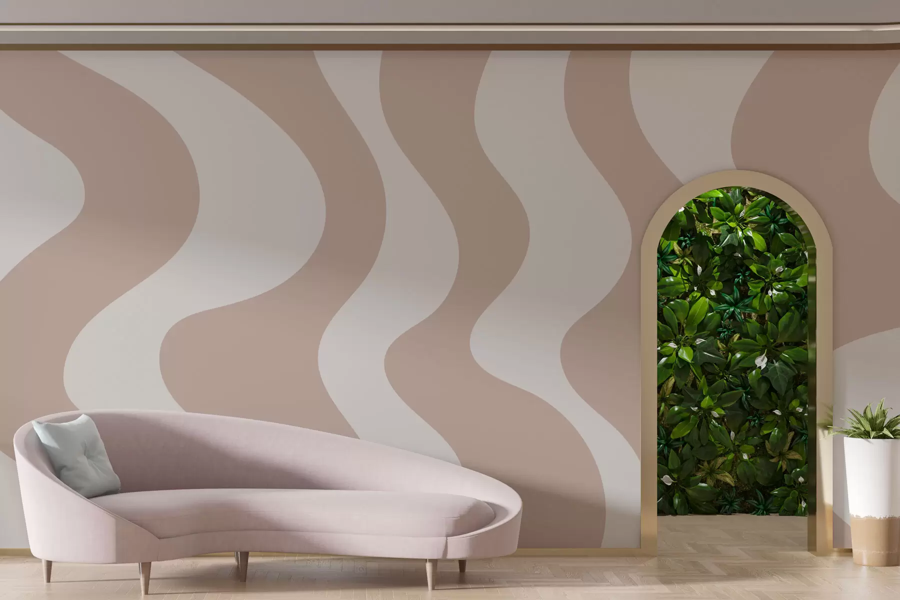 murais de parede Linhas rosa sinuosas w01833v1