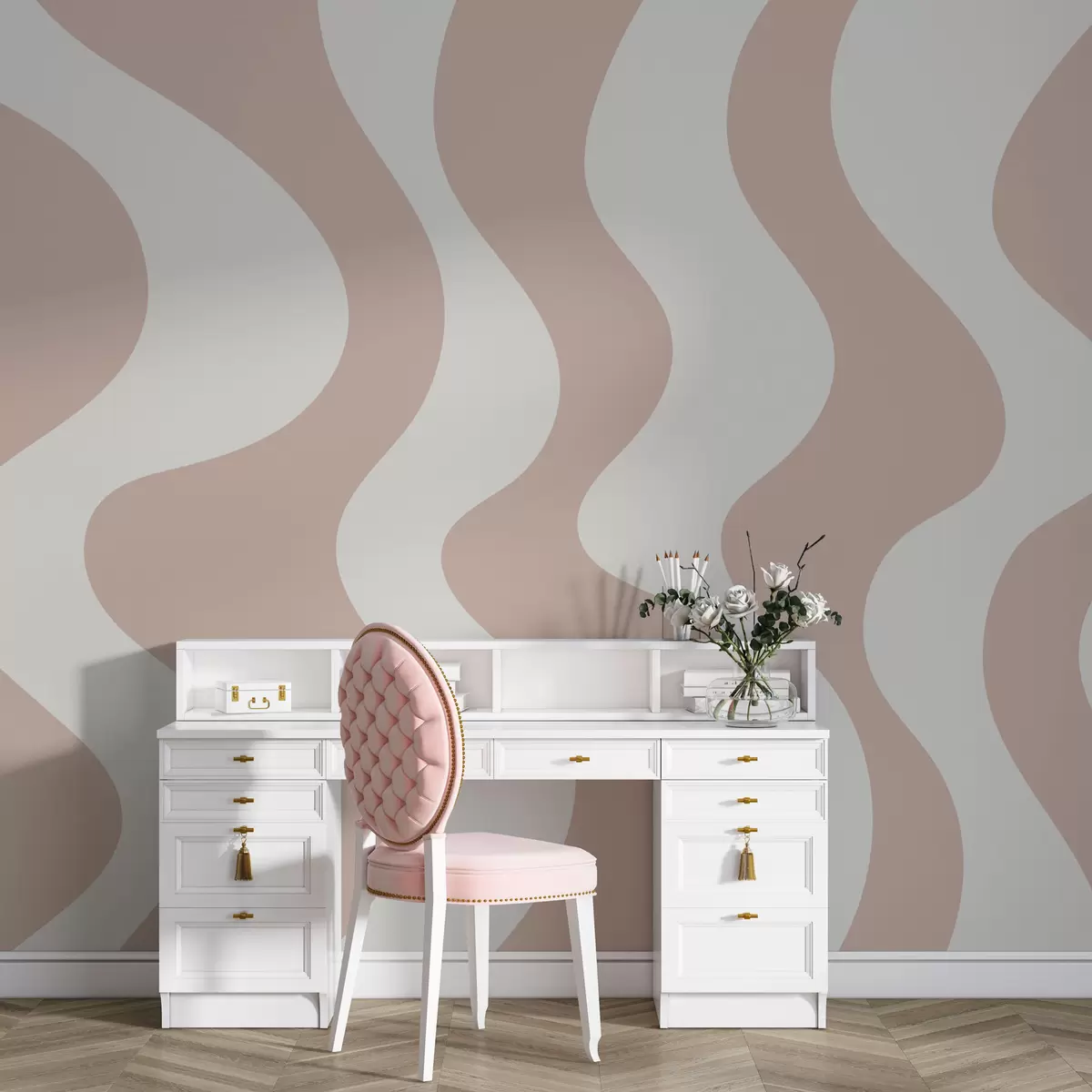 murais de parede Linhas rosa sinuosas w01833v1