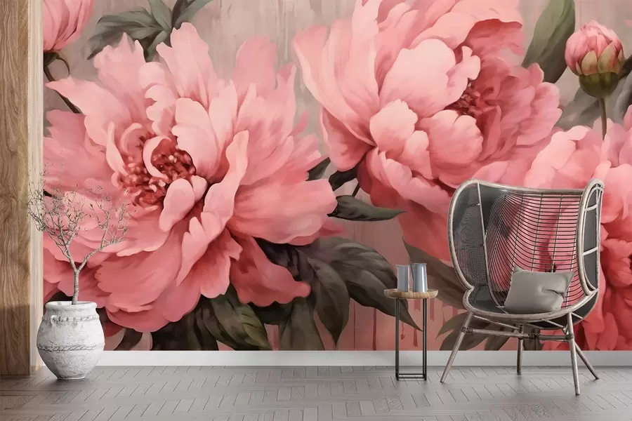murais de parede Peônias cor-de-rosa w01906