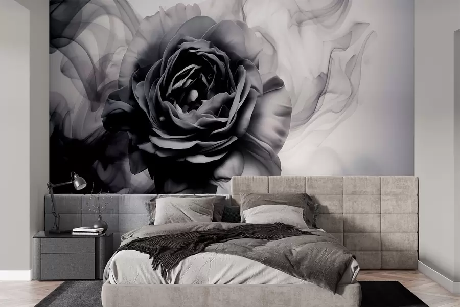 murais de parede Rosa preto e branco w01907
