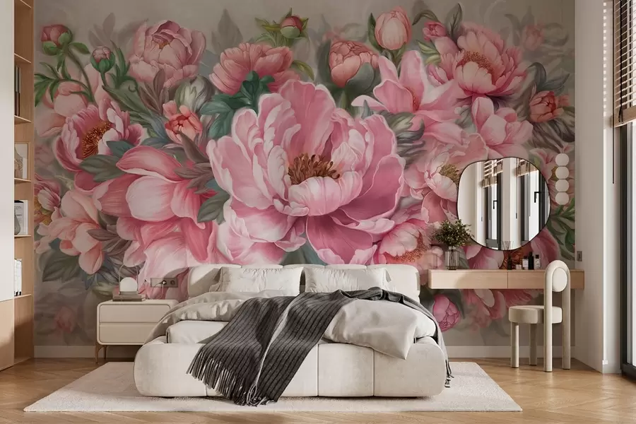 murais de parede Flores grandes na cor rosa w01966