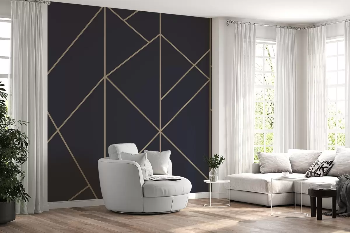 murais de parede Linhas geométricas, fundo escuro w02051