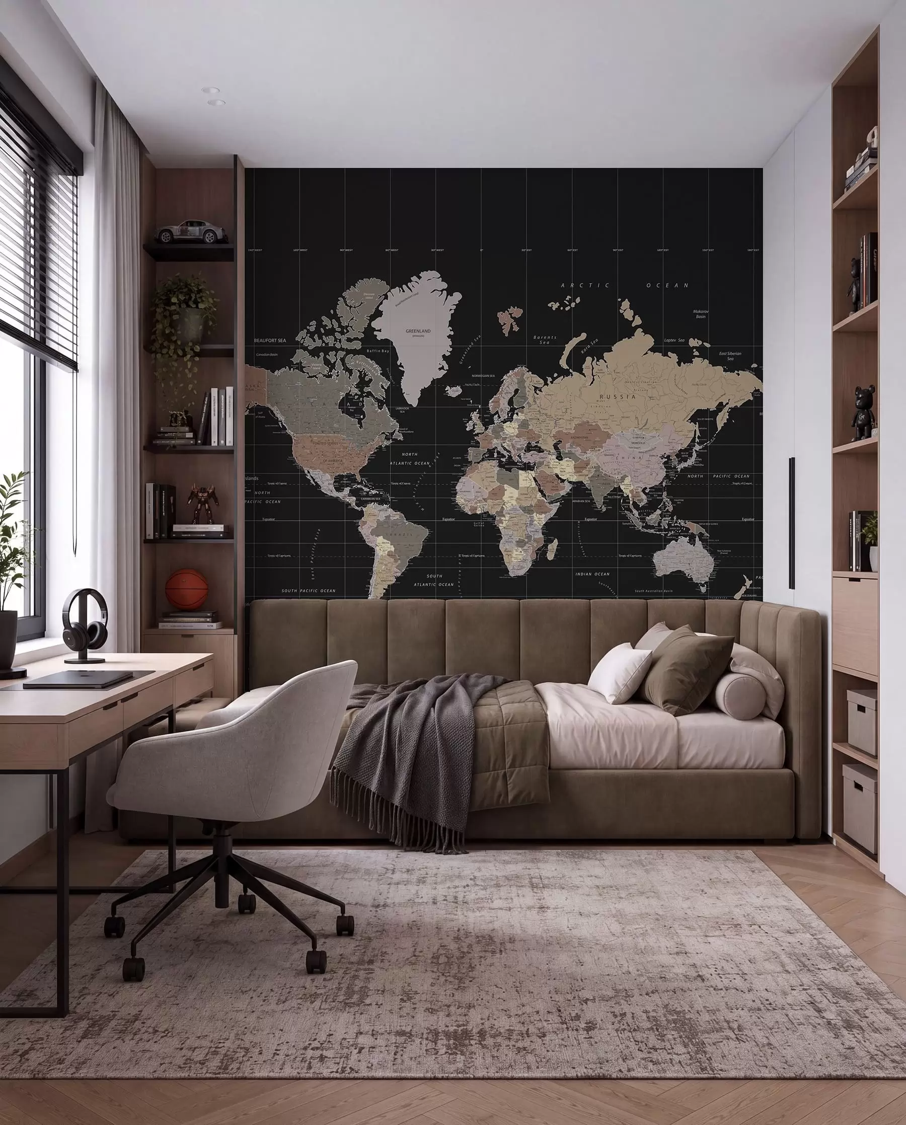 murais de parede Mapa-múndi com diversos países delineados u99477d1
