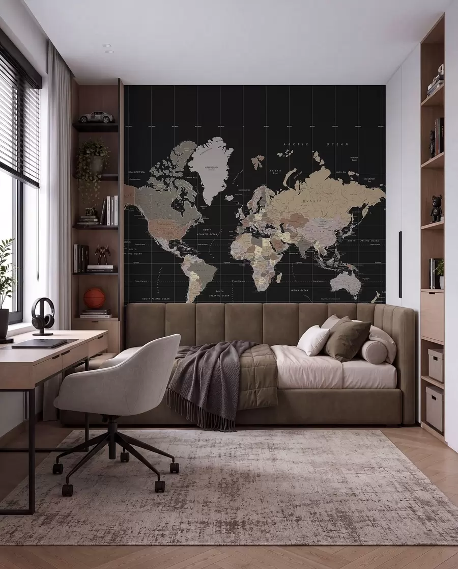 murais de parede Mapa-múndi com diversos países delineados u99477d1