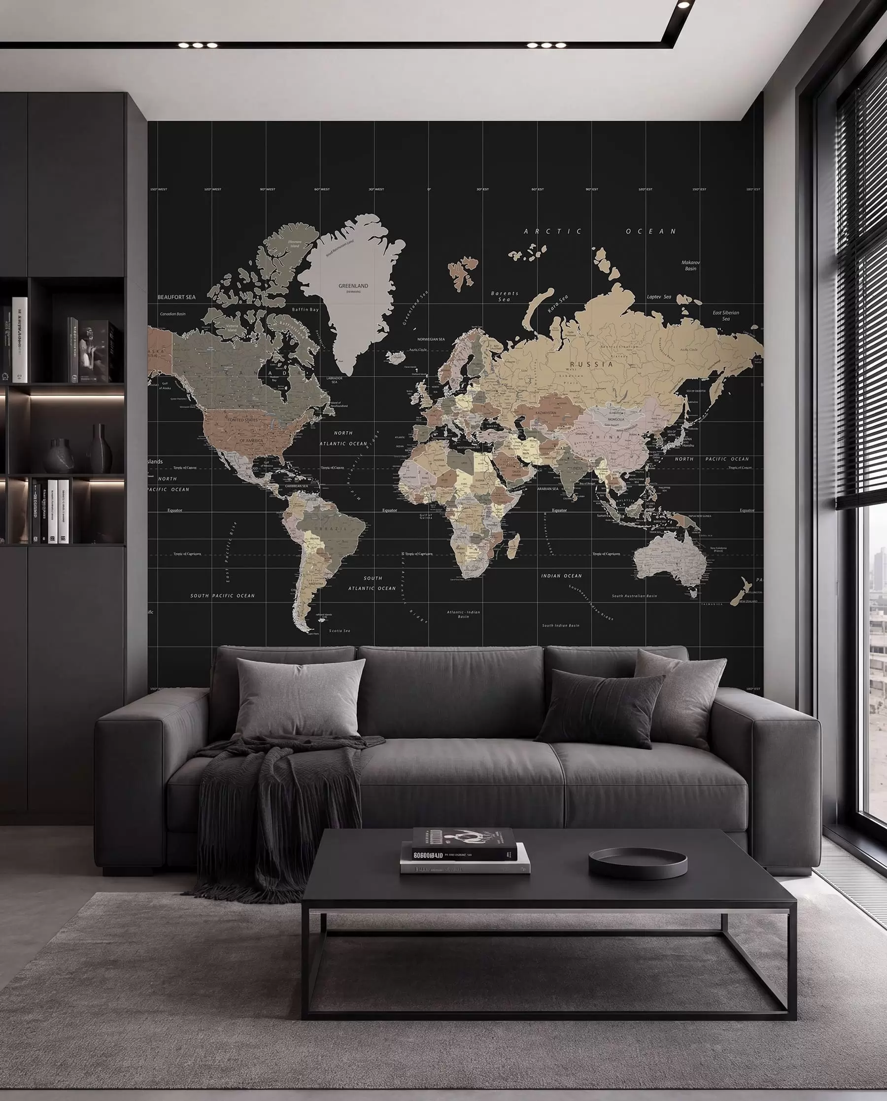 murais de parede Mapa-múndi com diversos países delineados u99477d1