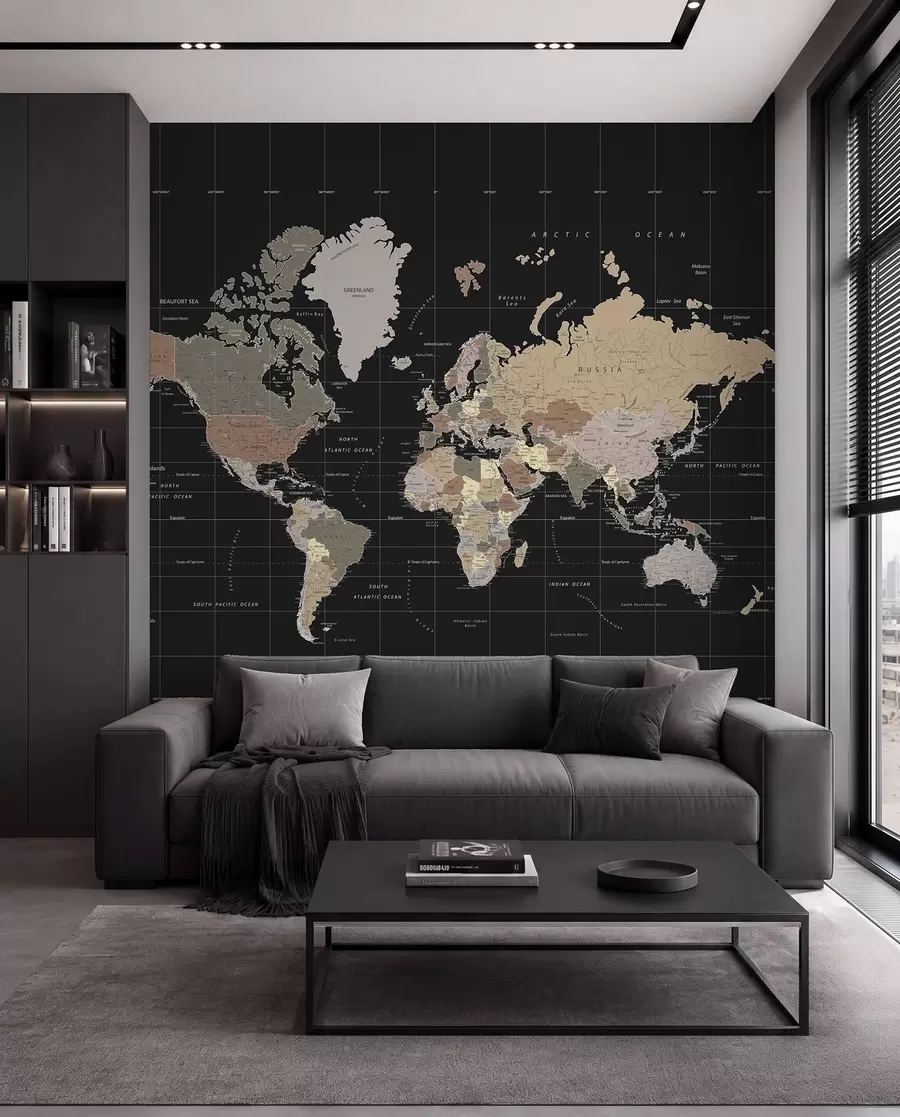 murais de parede Mapa-múndi com diversos países delineados u99477d1
