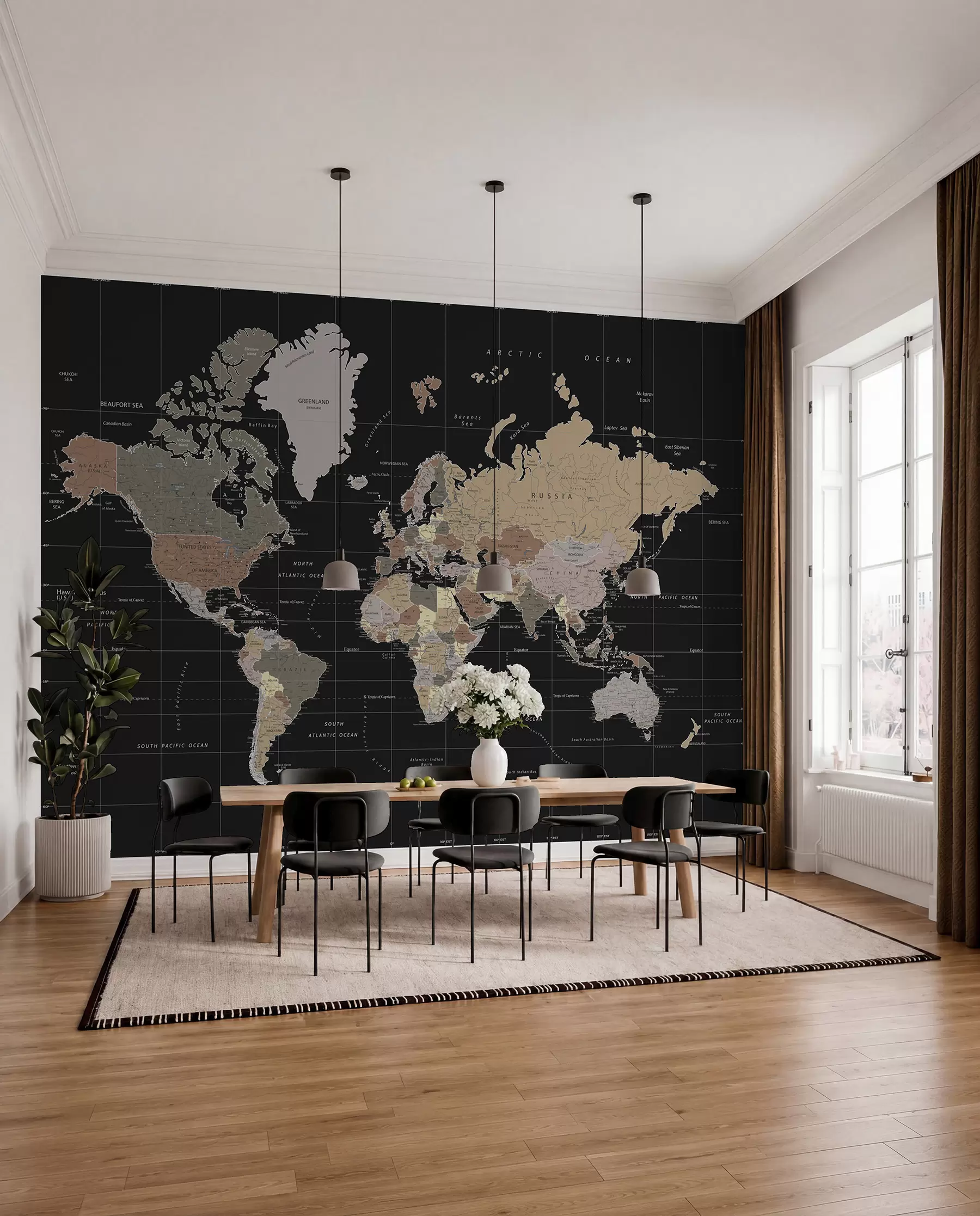 murais de parede Mapa-múndi com diversos países delineados u99477d1