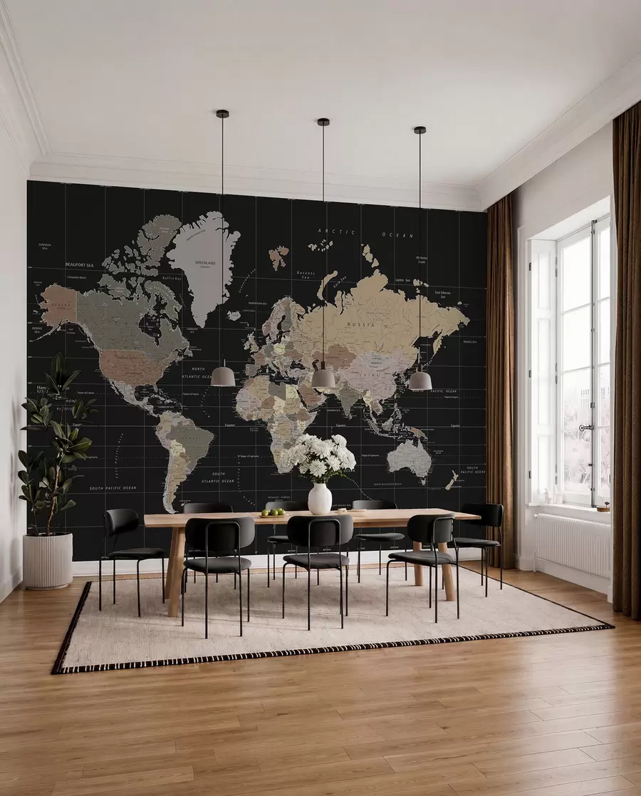 murais de parede Mapa-múndi com diversos países delineados u99477d1