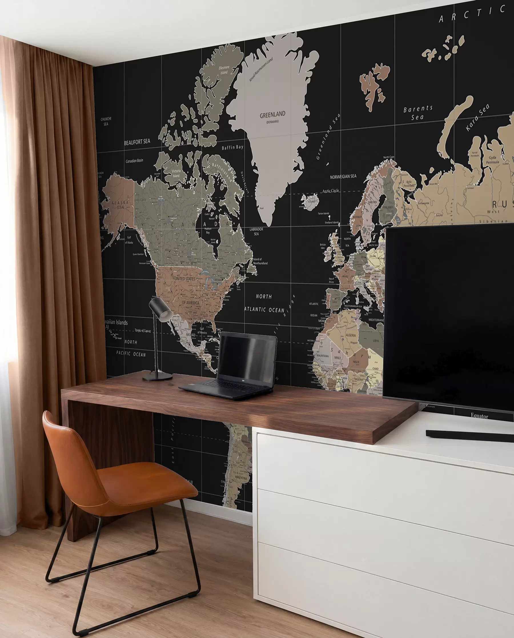 murais de parede Mapa-múndi com diversos países delineados u99477d1