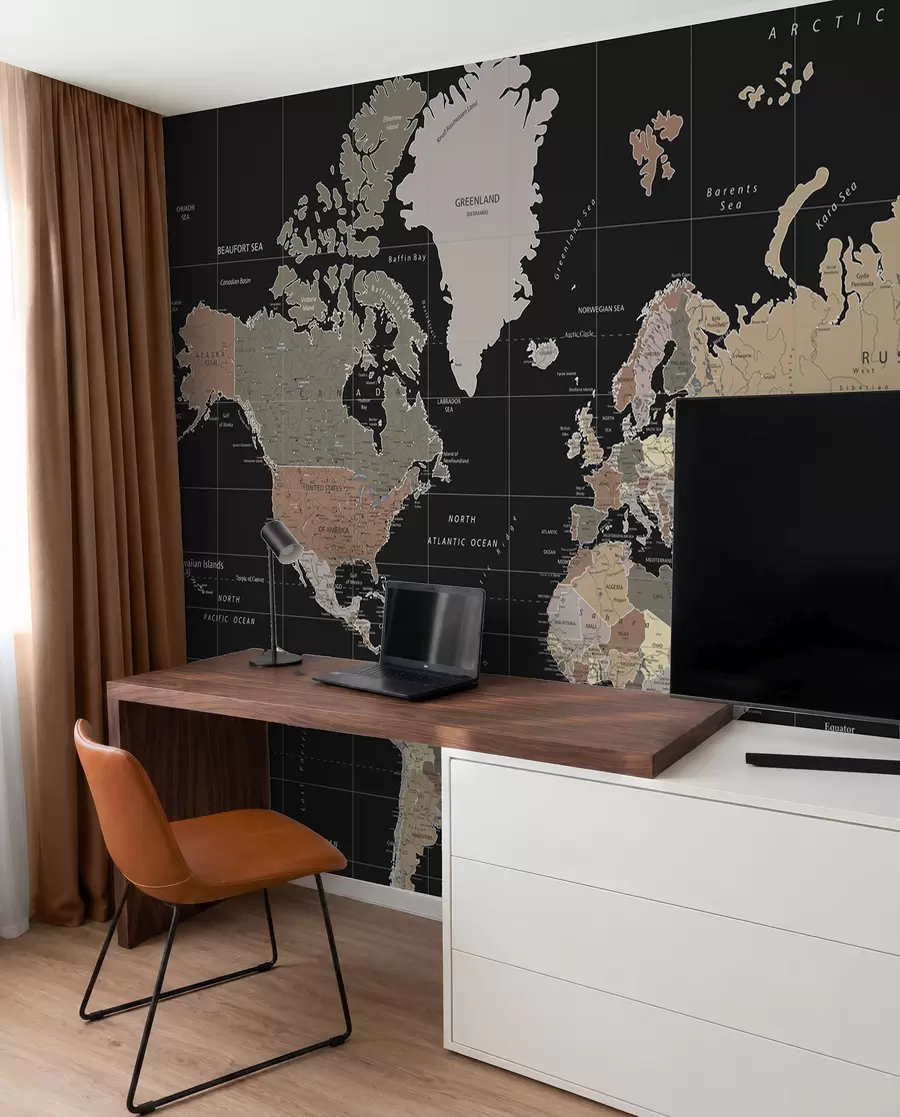 murais de parede Mapa-múndi com diversos países delineados u99477d1