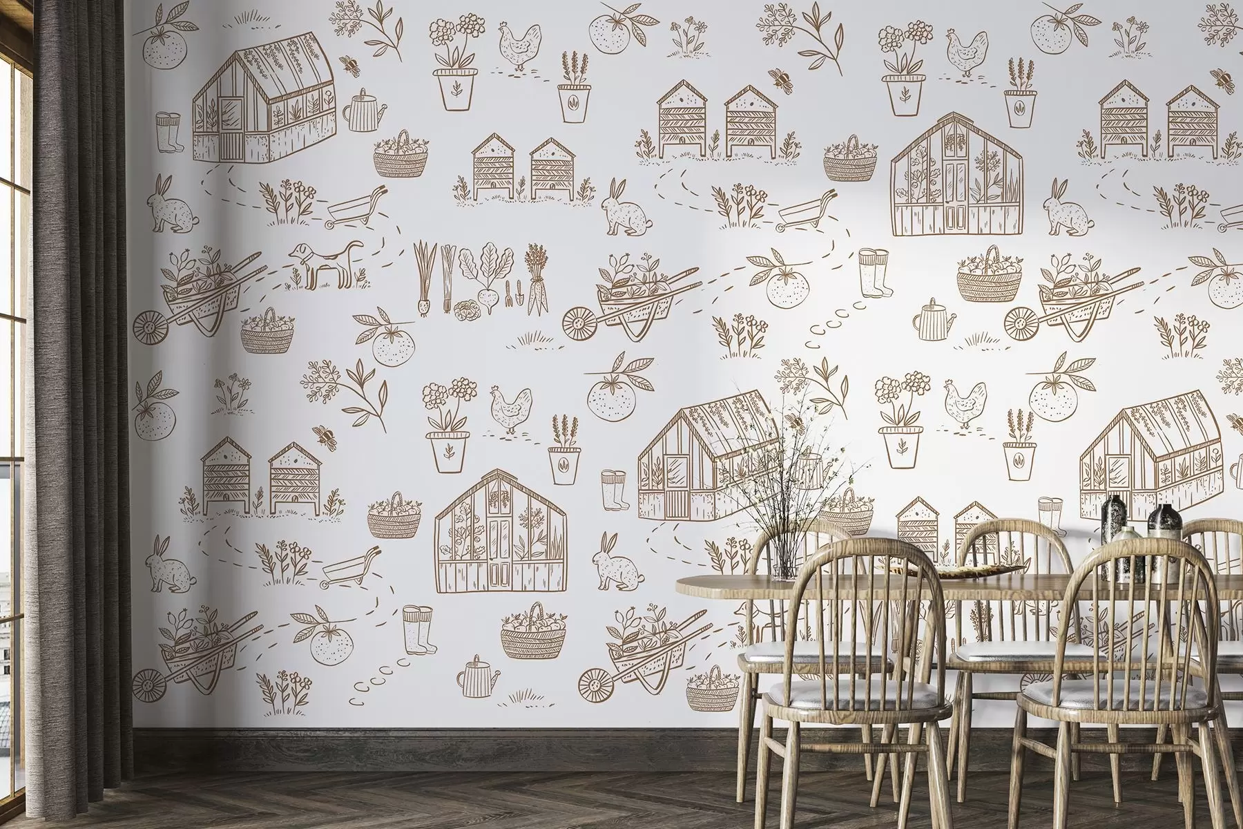 murais de parede Cenas de jardim extravagantes em tons suaves w00254v1