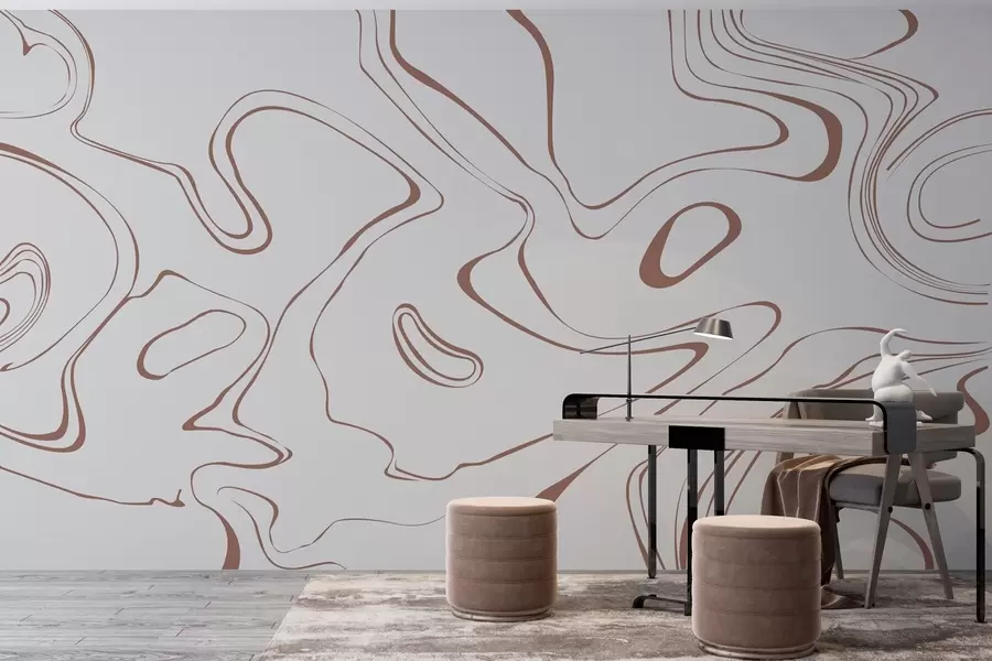 murais de parede Linhas abstratas em tons neutros w00634